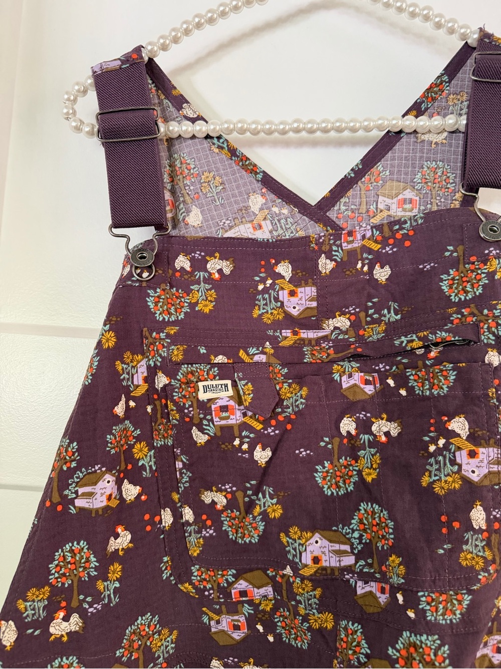 Duluth Trading Co Burgundy Floral Women's Overalls